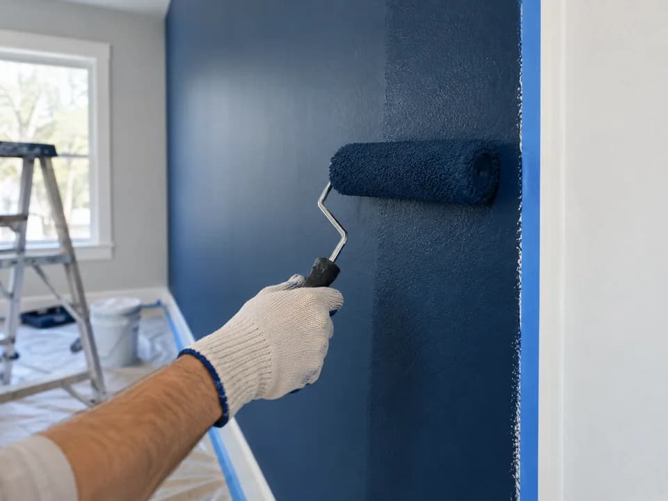 Aplicação de pintura em uma parede